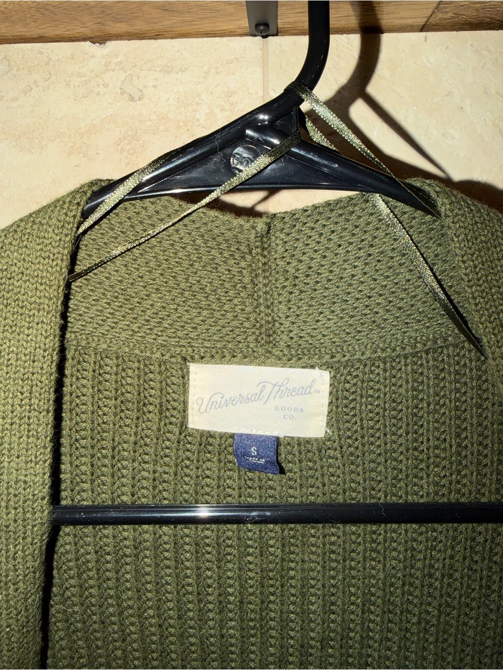 Universal Thread Olive Open-Front Ribbed Knit Cardigan - Picture 3 of 3
